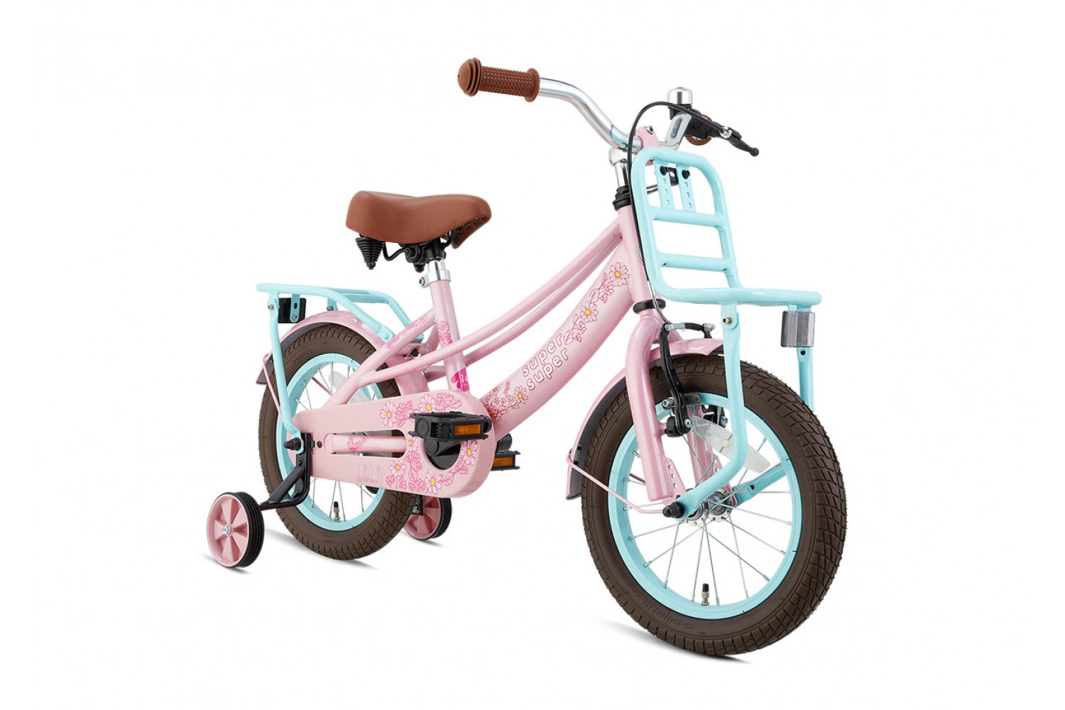 Supersuper Lola Bicicletta per bambini 14 pollici Ragazze Rosa Turchese