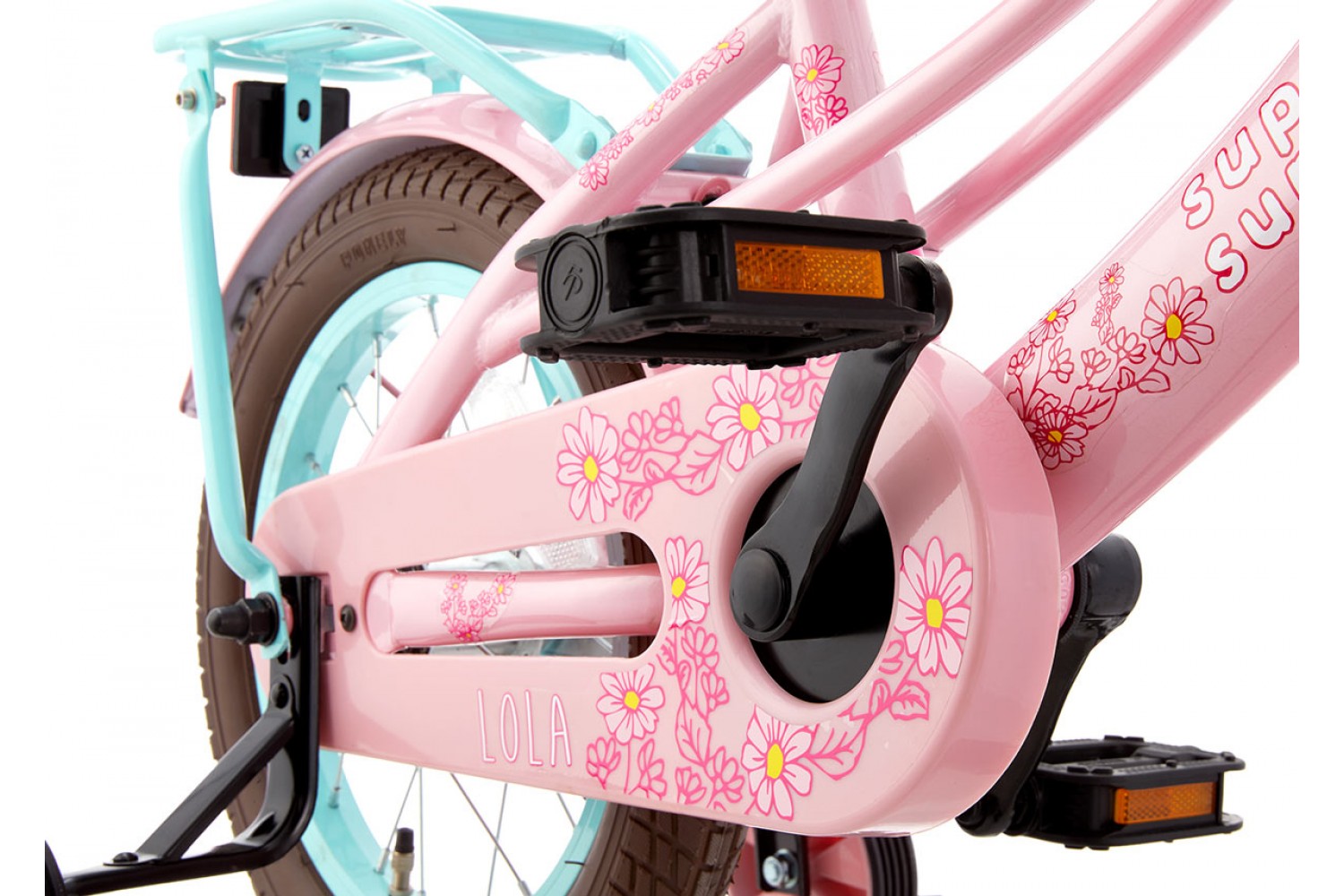 Supersuper Lola Bicicletta per bambini 14 pollici Ragazze Rosa Turchese