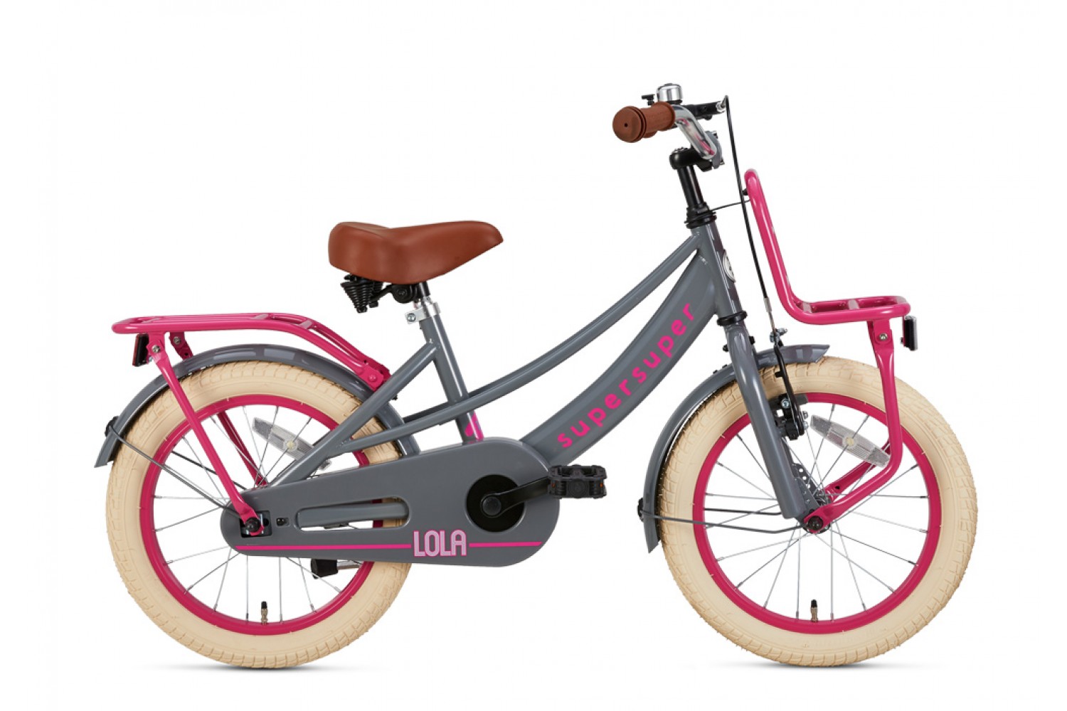 Supersuper Bicicletta per bambini Lola 16 pollici Ragazze Grigio Rosa