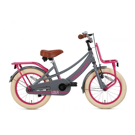 Bici Bambino Supersuper Lola 16 pollici Ragazze Grigio Rosa