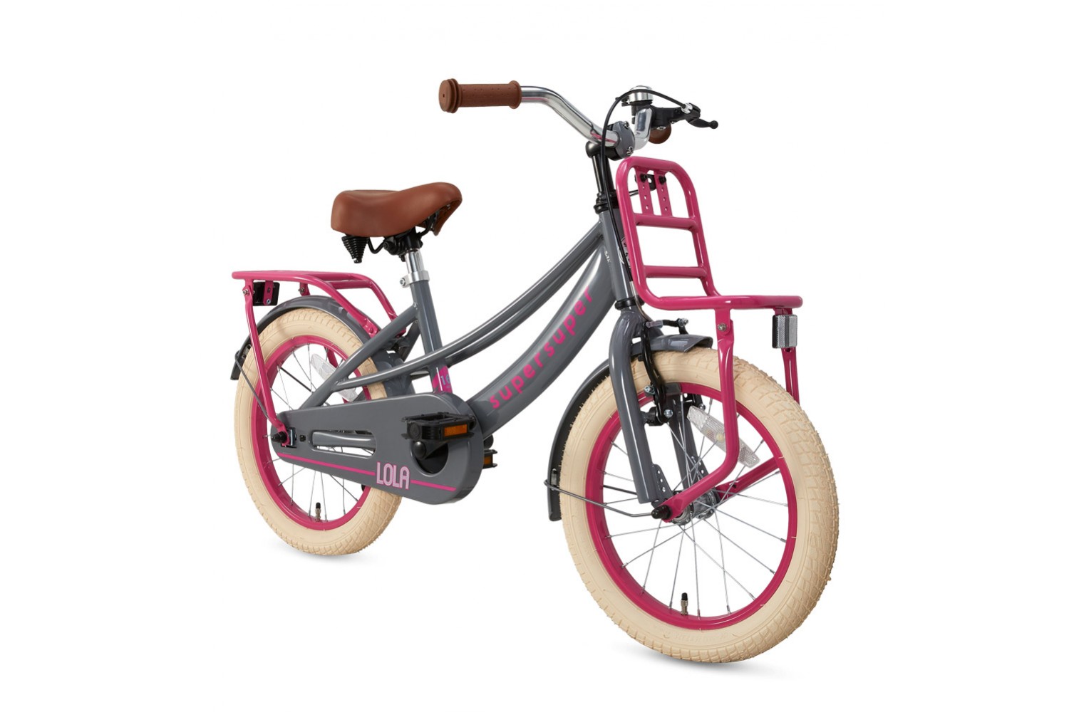 Supersuper Bicicletta per bambini Lola 16 pollici Ragazze Grigio Rosa