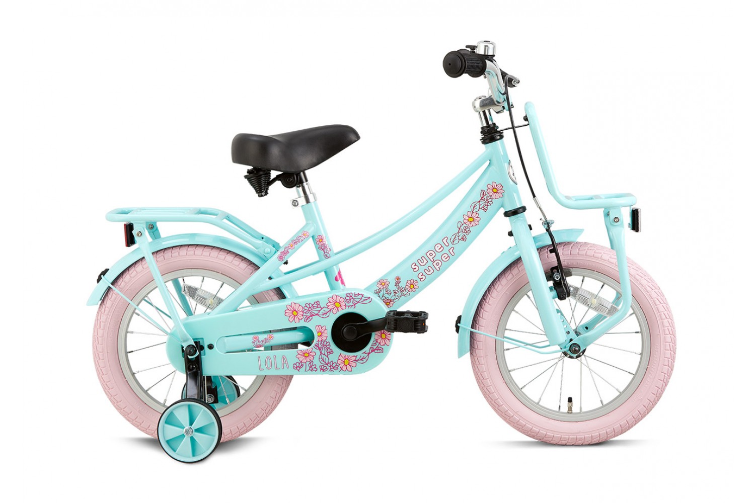 Supersuper Bicicletta per bambini Lola 14 pollici Ragazze Rosa menta