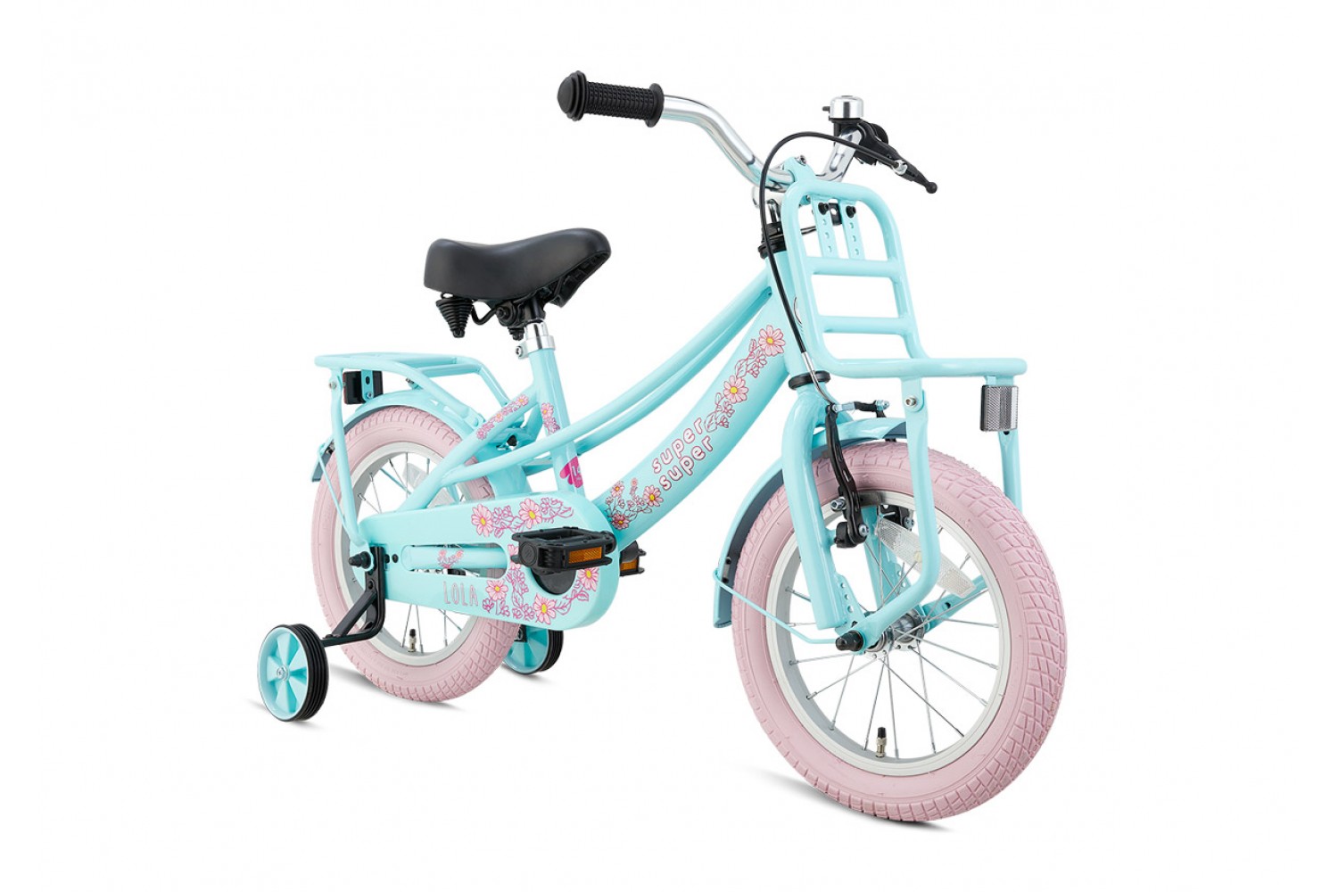 Supersuper Bicicletta per bambini Lola 14 pollici Ragazze Rosa menta